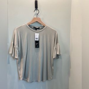 Flutter Sleeve Sage Gray Tee NWT